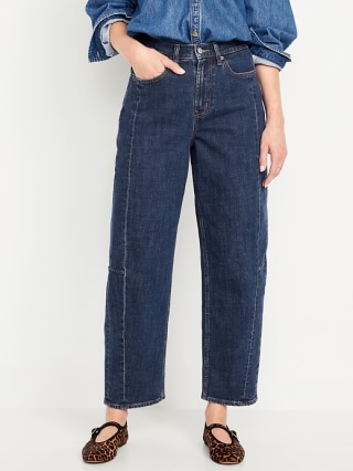 High-Waisted Barrel Ankle Jeans