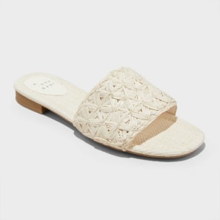 Women's Ariella Woven Raffia Slide Sandals with Memory Foam Insole