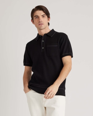 Men's Organic Cotton-Silk Polo Sweater