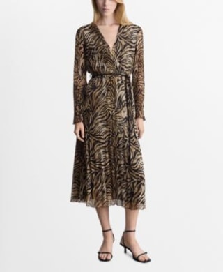 Women's Bow Detail Leopard-Print Dress