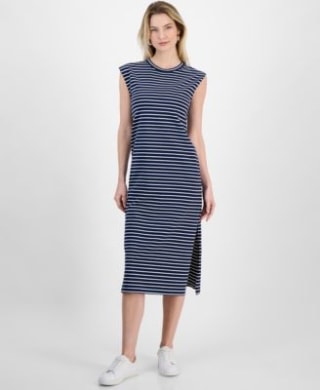 Women's Extended-Shoulder Knit Midi Dress
