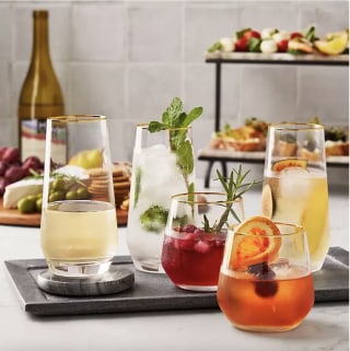 Member's Mark Modern Gold Rim Crystal Drinkware Set (12 Piece)