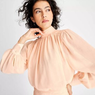 Long Sleeve Crinkle Blouse 