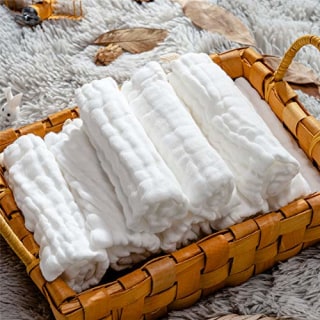 Mukin Natural Cotton Baby Muslin Washcloths