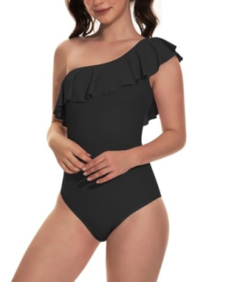 Beautikini Period Swimwear One Shoulder Ruffle Suit