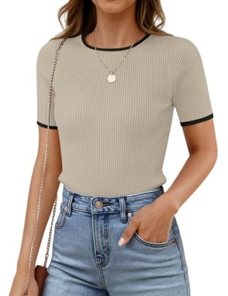Ribbed Knit T-Shirt
