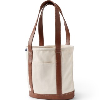 Canvas and Faux Leather Tote Bag