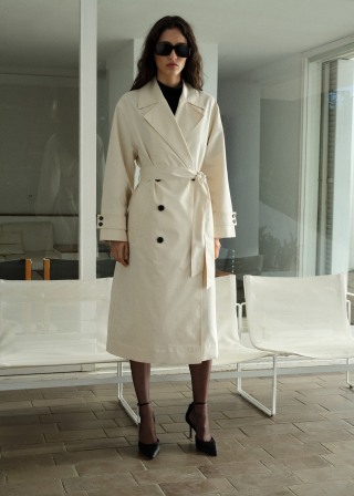 Long Oversized Double-Breasted Trench Coat