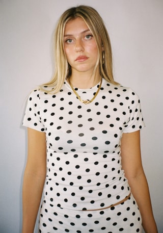 Campbell & Kramer Thalia Baby Tee in White Polka Dot