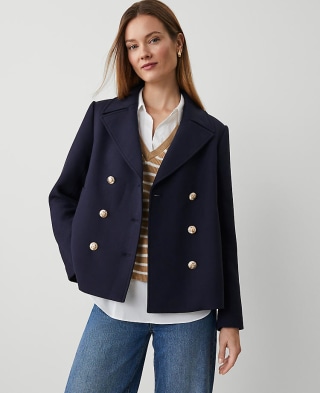 Twill Double-Breasted Peacoat