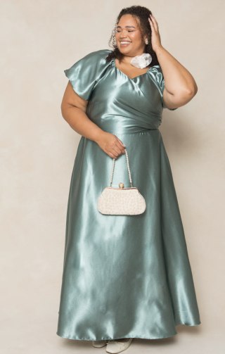 Tessie Dress in Emerald Satin