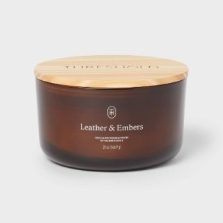 Three-Wick Leather and Embers Candle