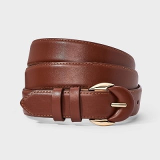 Leather/Metal Mix Buckle Multi-loop Belt 