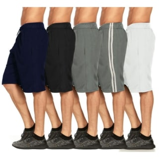 Men's Moisture Wicking Athletic Workout Shorts with Pockets (Set of 5)