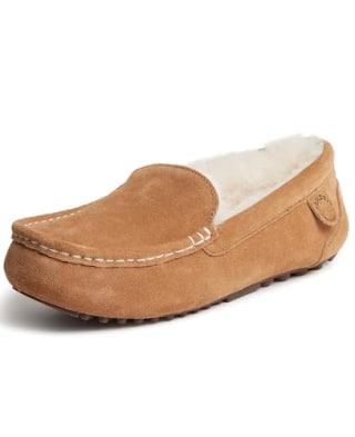 Dearfoams Fireside Genuine Shearling Mel Moccasin Slipper