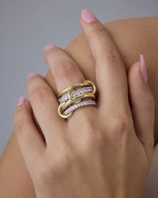14K Gold Plated Interlocked Stackable Rings
