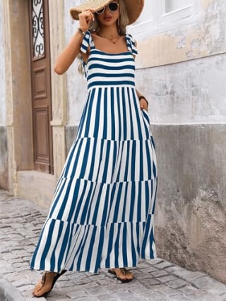 Striped Sleeveless Maxi Dress