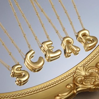 Gold Bubble Letter Necklace