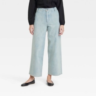 High-Rise Sailor Wide Leg Ankle Jeans