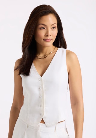 Coraline Linen Button-Up Vest