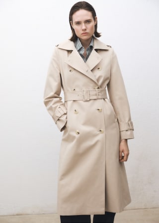 Mango Double-Breasted Cotton Trench Coat