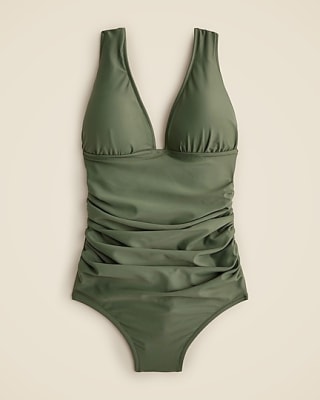 Ruched V-neck one-piece