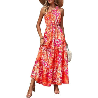 PrettyGarden One Shoulder Summer Floral Maxi Dress