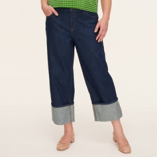  High-Rise Straight Leg Wide Cuff Jeans