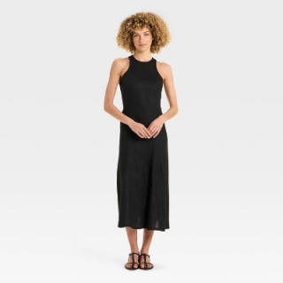 Racerback Linen Midi A-Line Dress