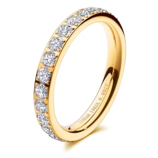 Jinear 3mm 18K Gold Plated Cubic Zirconia Stackable Ring