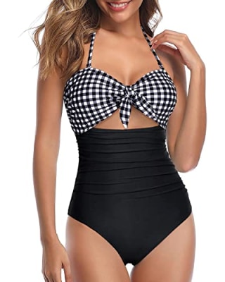 Cutout High-Waisted Halter Front Tie Knot Bathing Suit