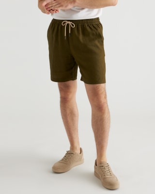 100% European Linen 7" Drawstring Beach Shorts
