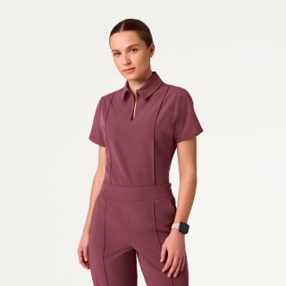 Carys Slim Modern Polo Scrub Top