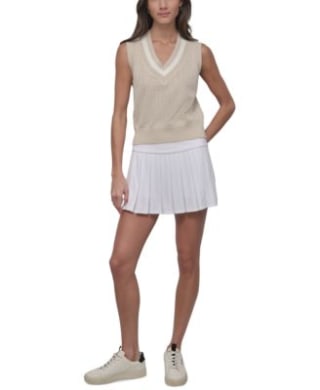 Open-Knit Sleeveless V-Neck Sweater