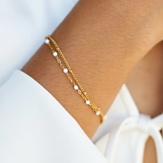 Double White Beaded Bracelet