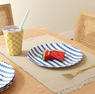 Melamine Striped Dinner Plate (Blue)