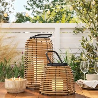 Rattan Battery LED Outdoor Lantern
