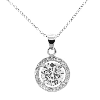 Cate & Chloe Blake 18k White Gold Plated Halo Pendant Necklace