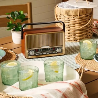 Hearth & Hand with Magnolia Vintage Wood Finish AM/FM Radio and Bluetooth Speaker