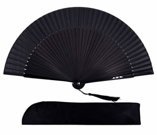 Amajiji Hand Held Bamboo Silk Folding Fan Hand Fan