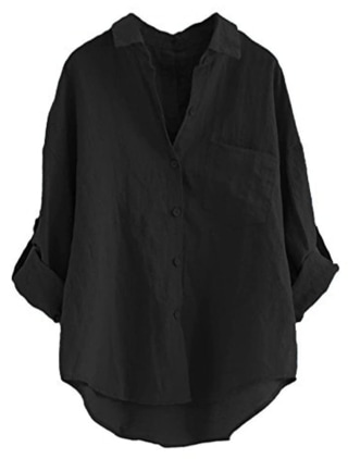 Roll-up Sleeve Linen Blouse 