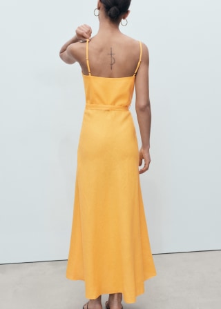 Mango Bow Linen-Blend Dress