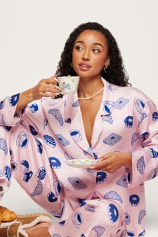 Neendi Breakfast Long Pajama Set