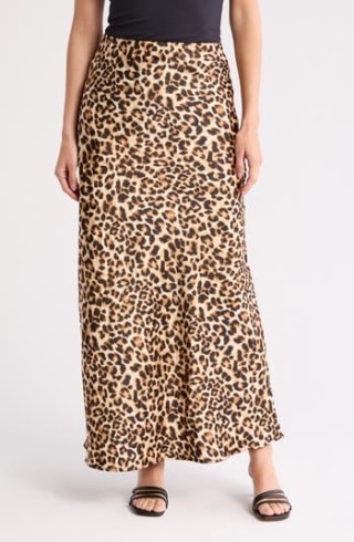 Renee C Leopard Print Maxi Skirt