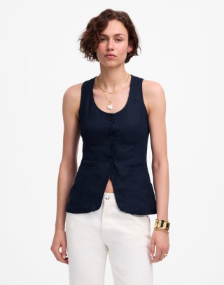 Madewell Linen Scoopneck Cutaway Vest