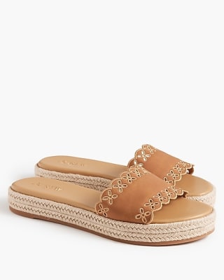 J. Crew Platform Embroidered Slide Sandals