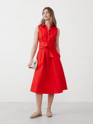 Banana Republic Factory Poplin Cross-Waist Midi Dress