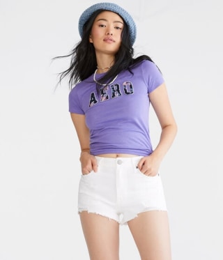 Aeropostale Vintage High-Rise Denim Shorty Shorts