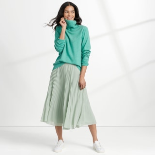 Lands' End Women's Chiffon Pleated Midi Skirt