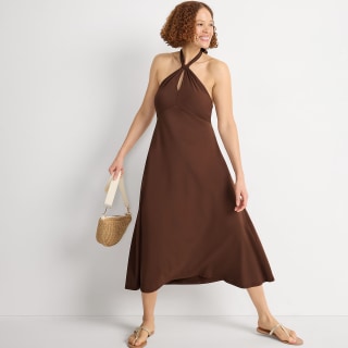 Lands' End Women's Cotton Modal Halter Midi Dress